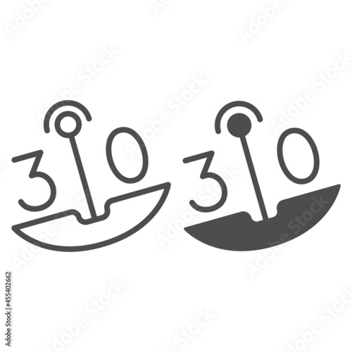 30 on swing line and solid icon, dating and relationship concept, thirty on carousel vector sign on white background, outline style icon for mobile concept and web design. Vector graphics.