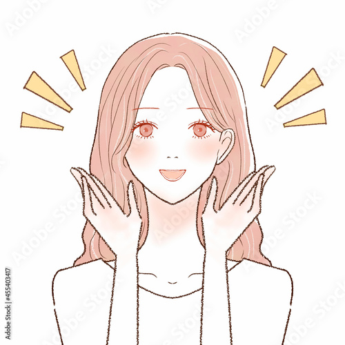 口コミをする女性