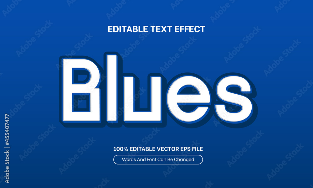 Blues 3D Editable Text Effect, Editable Font Style Theme