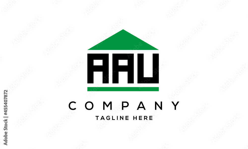 AAU three letter house for real estate logo design AAU three letter house for real estate logo design