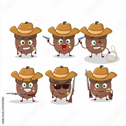 Cool cowboy acorn cartoon character with a cute hat