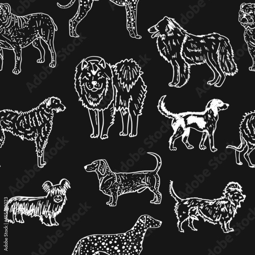 Dogs breeds collection. Vintage style seamless pattern for your design