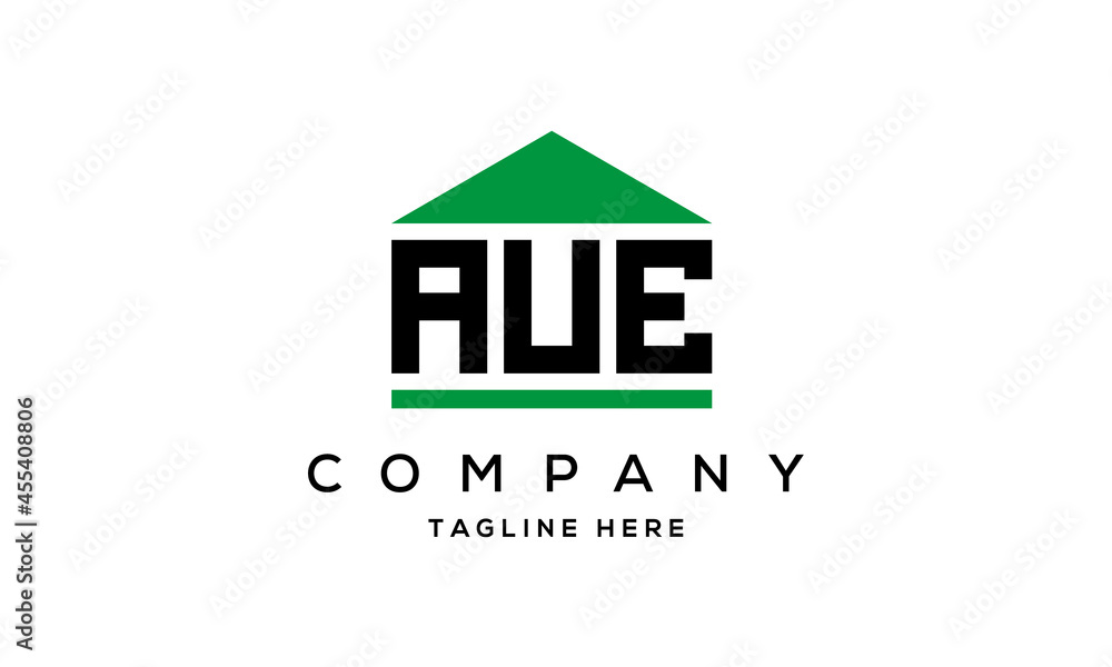 AUE three letters house for real estate logo design