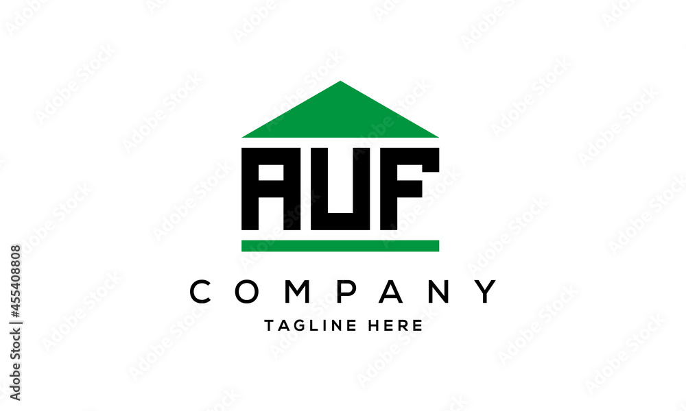 AUF three letters house for real estate logo design