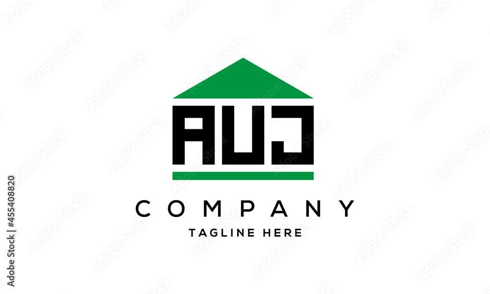 AUJ three letters house for real estate logo design AUJ three letters house for real estate logo design