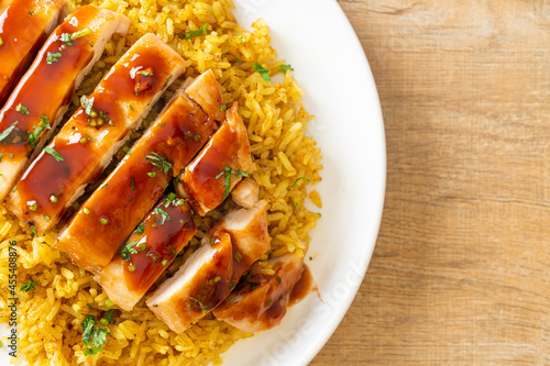 grilled sweet and chilli chicken with curry rice photo