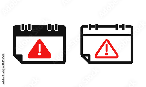 Calendar exclamation icon sign symbol. Reminder deadline design concept. Illustration vector