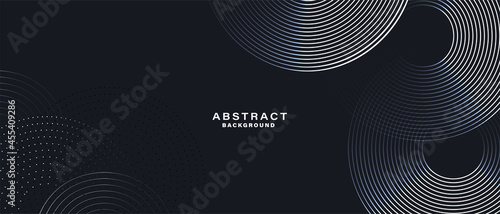 Abstract black background with white circle rings. Digital future technology concept. vector illustration.	
