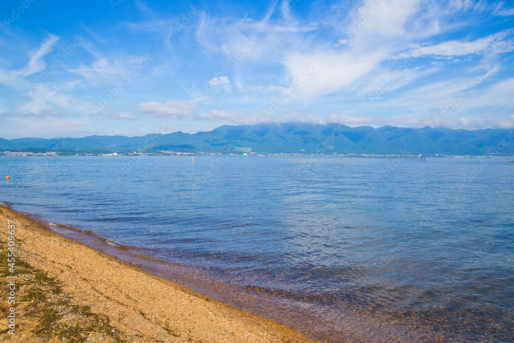 Lake biwa near Omihachiman town in Shiga prefecture, Japan. Lake biwa near Omihachiman town in Shiga prefecture, Japan.