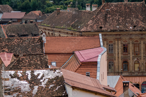 Czerwone dachy budynków perspektywa z góry