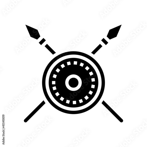 shield and spears ancient rome glyph icon vector. shield and spears ancient rome sign. isolated contour symbol black illustration