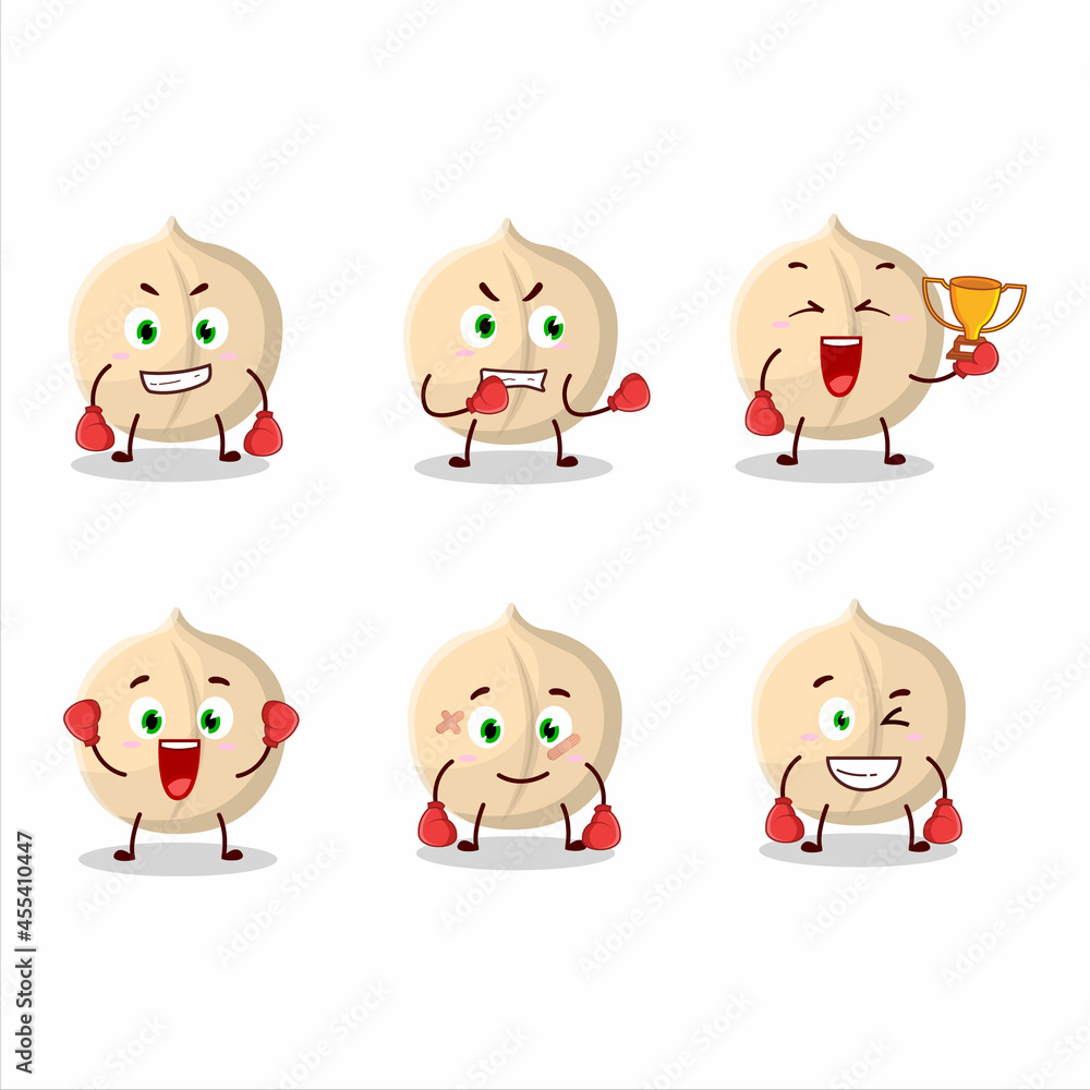 A sporty macadamia boxing athlete cartoon mascot design A sporty macadamia boxing athlete cartoon mascot design