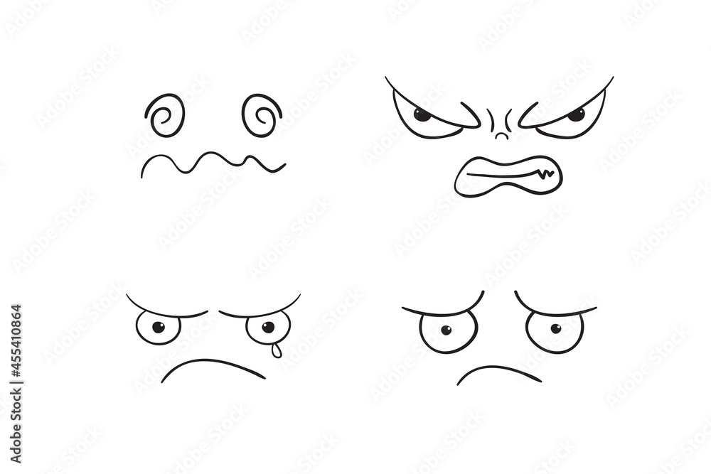Funny cartoon faces with emotions Vector illustration Funny cartoon faces with emotions Vector illustration