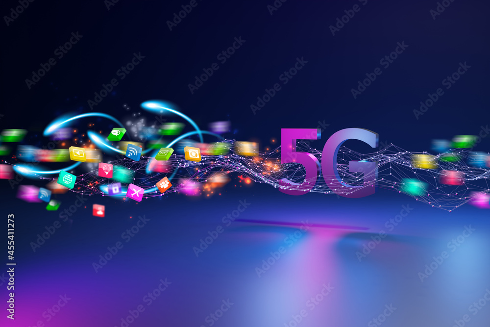 5G high-speed Internet concept, 5G network wireless technology, 3d rendering
