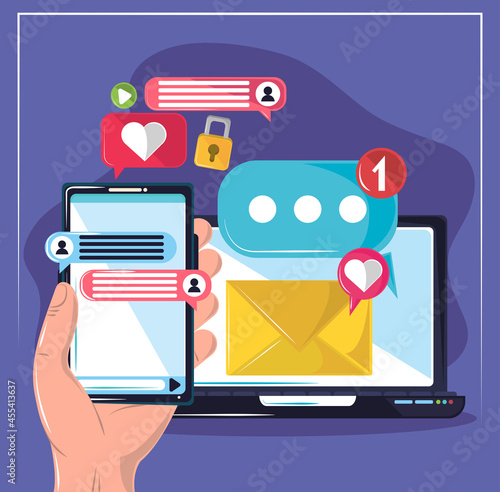 laptop and mobile messages