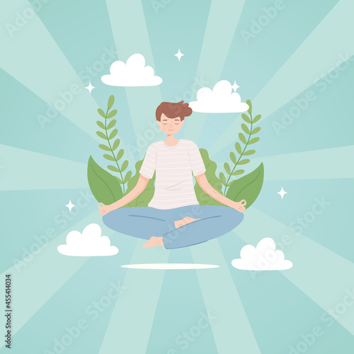 young man lotus pose