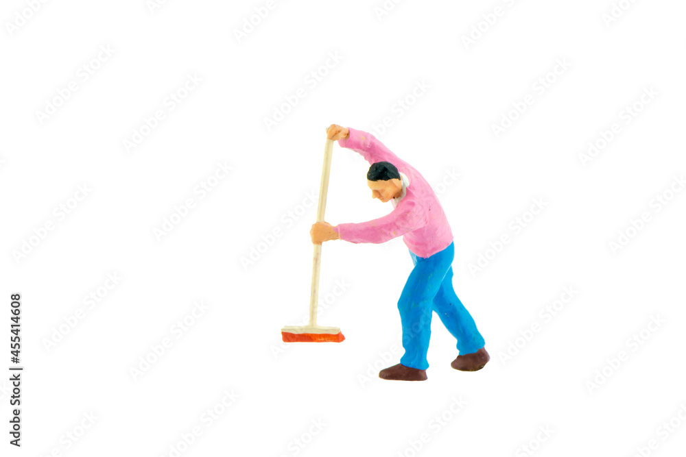 .Miniature people office, worker, engineer worker, construction and traveler concept in variety action on white background with space for text