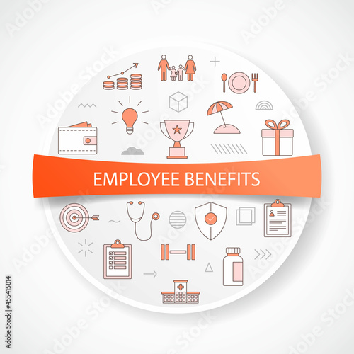 employee benefits concept with icon concept with round or circle shape