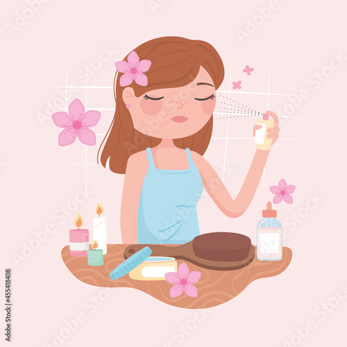 girl applying sprayed