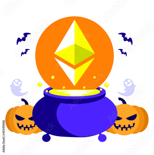 Criptomoeda ethereum com tema de hallooween