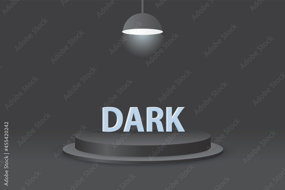 3D text effect on a black podium background