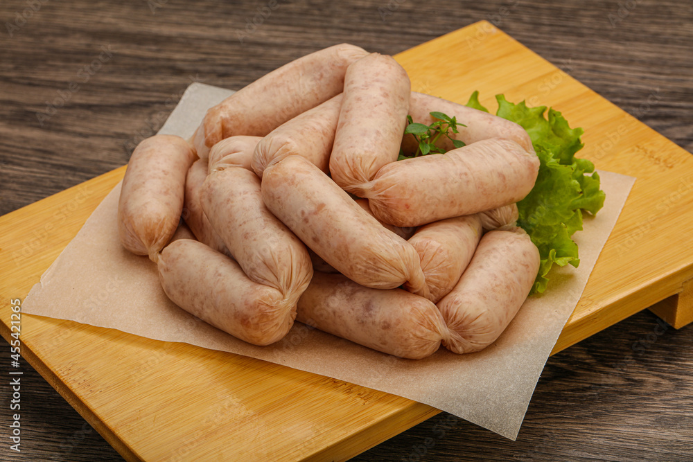 Raw natural chicken baby sausages Raw natural chicken baby sausages