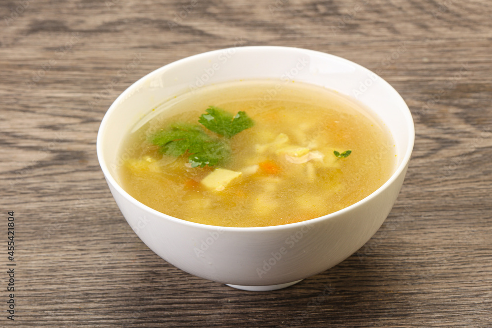 Tasty chicken soup with carrot Tasty chicken soup with carrot