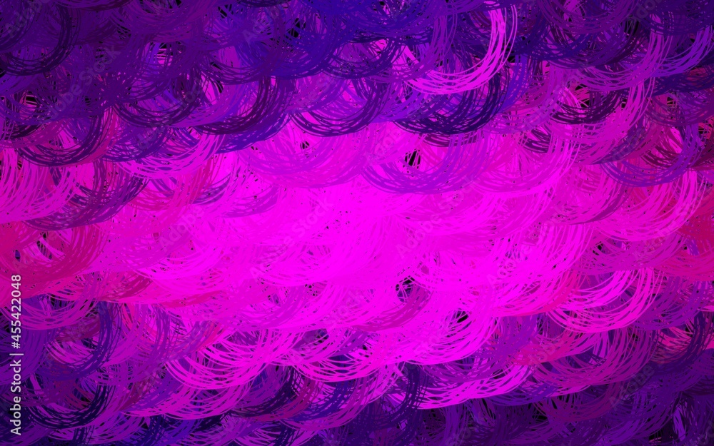 Fototapeta premium Dark Purple vector pattern with curved lines.
