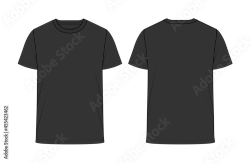 Short sleeve Round neck Vector T-shirt Artwork for Tech-pack [ Color: Black ]