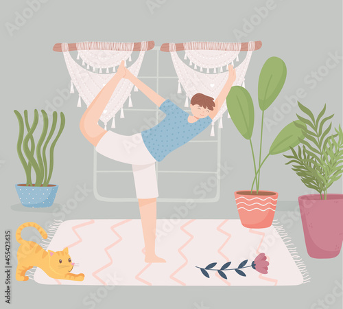 boy making yoga