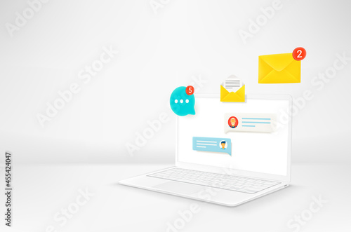 Modern laptop with notifications of messengers