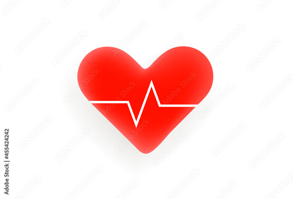 Human heart symbol with pulse line Human heart symbol with pulse line