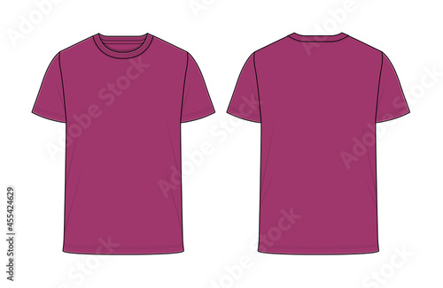 Short sleeve Round neck Vector T-shirt Artwork for Tech-pack [ Color: Orchid Flower]