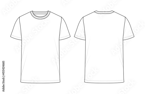 Short sleeve Round neck Vector T-shirt Artwork for Tech-pack [ Color: White ]