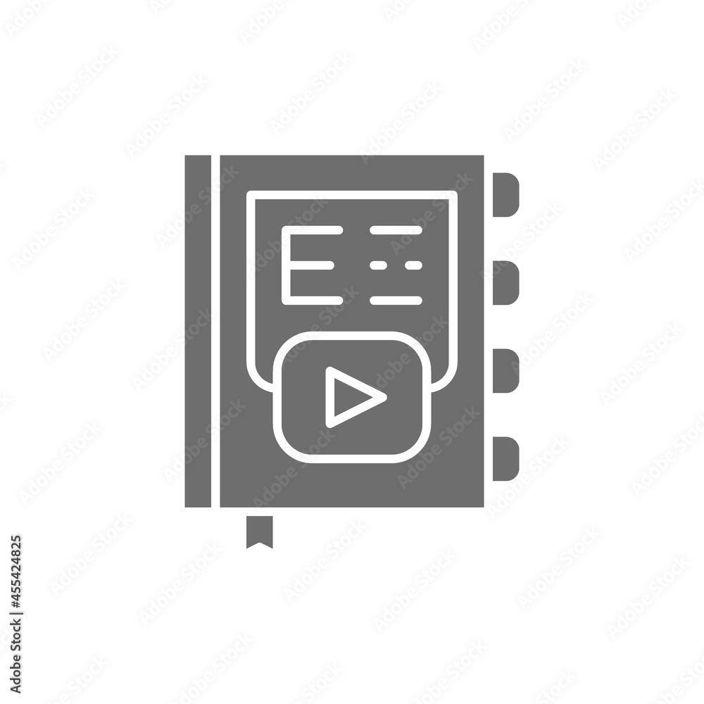 Online book, learning grey icon. Isolated on white background Online book, learning grey icon. Isolated on white background