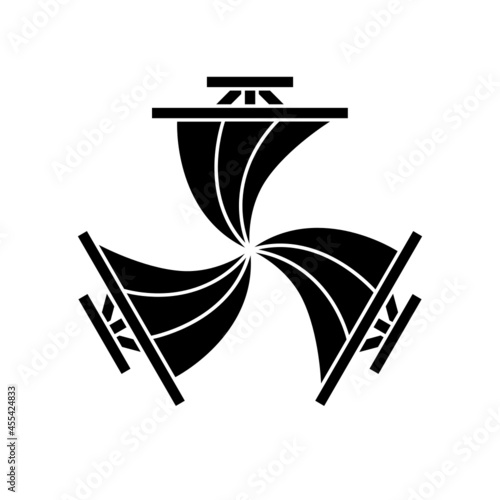 帆紋・三つ追い帆（みつおいほ）/ 三つ寄せ帆（みつよせほ）