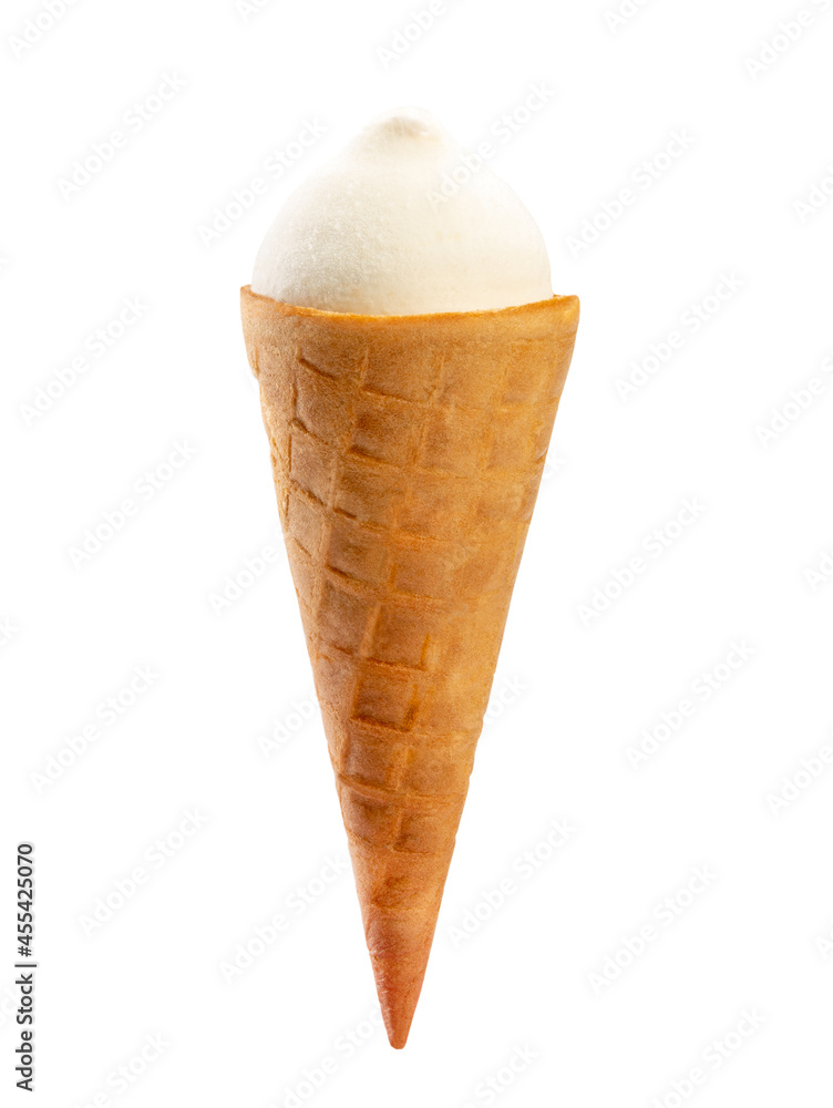 vanilla ice cream scoops with cone on white background vanilla ice cream scoops with cone on white background