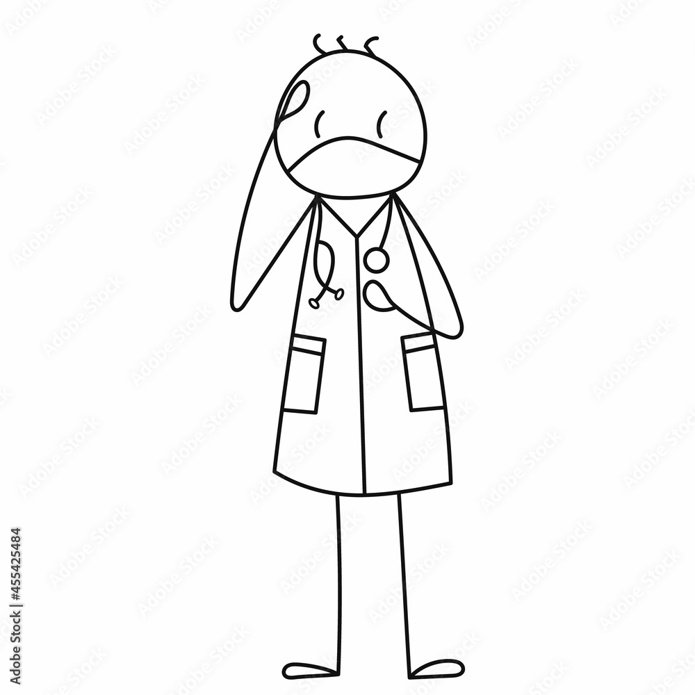 stick figure man doctor in mask vector isolated stick figure man doctor in mask vector isolated