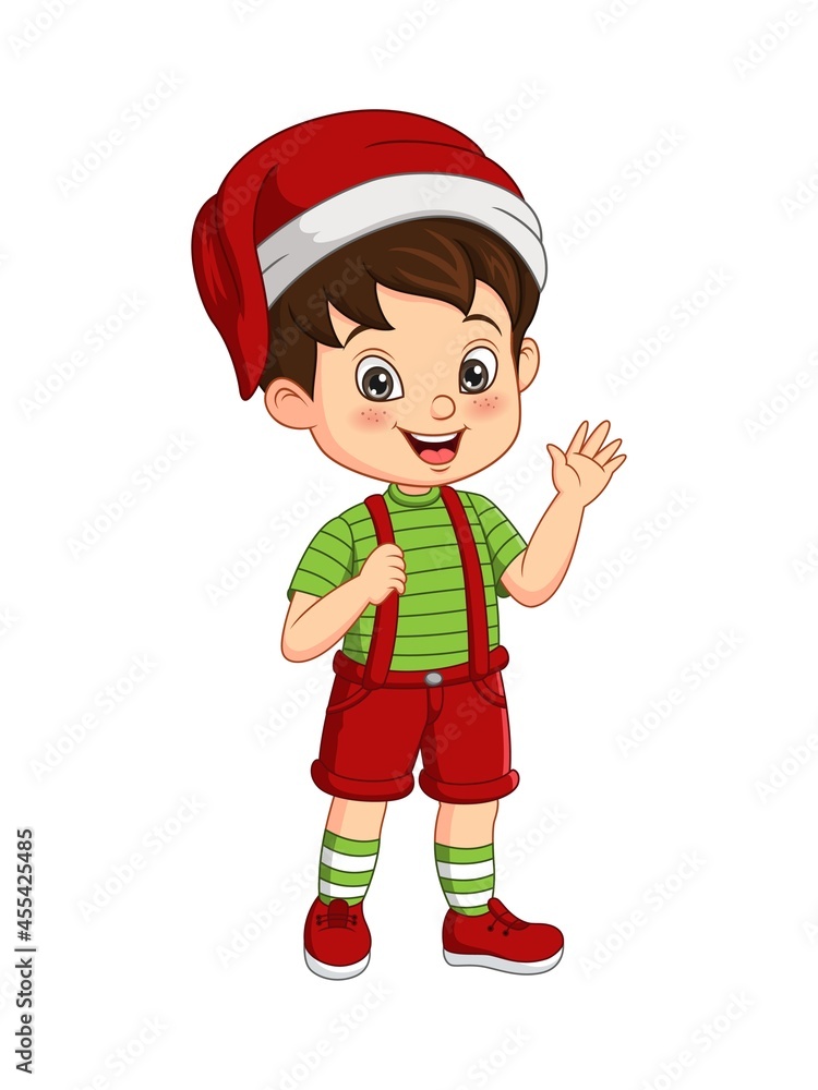 Cartoon little boy wearing christmas costume Cartoon little boy wearing christmas costume