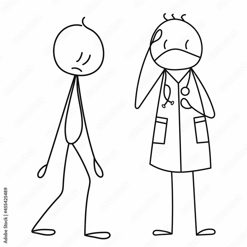 stick figure man doctor in mask vector stick figure man doctor in mask vector