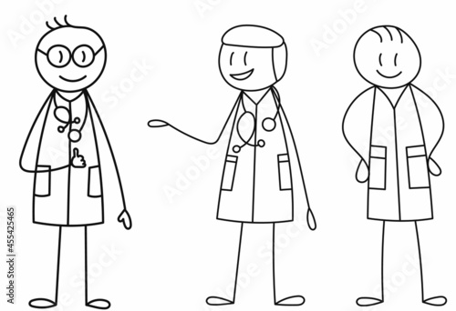 figurine funny doctor, vector set, isolated