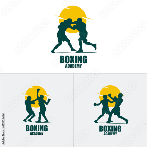 Boxing club labels set vector vintage illustration