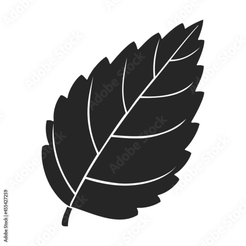 Mint leaf black vector icon.Black vector illustration fresh peppermint. Isolated illustration of mint leaf icon on white background.
