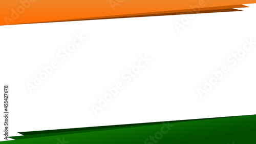 Indian tricolor themed abstract or poster template with saffron and green color bars and clean white background photo