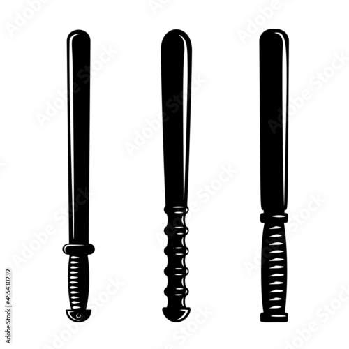 Illustration of police baton. Design element for logo, label, sign, emblem, poster. Vector illustration