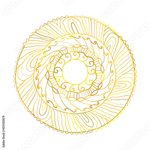 Sun symbol, ornate mandala. Round pattern. Vintage decorative background. Han...