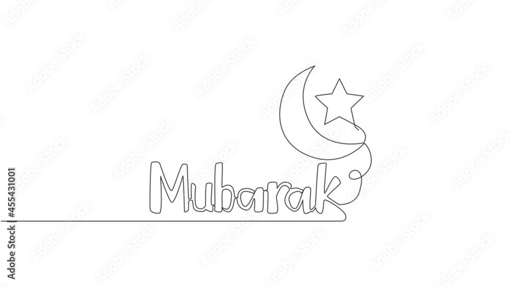 Animated self drawing of continuous line draw Happy Eid Al Fitr Mubarak Ramadan Kareem concept. Islamic holiday calligraphic design for print, greeting card, poster. Full length single line animation. Animated self drawing of continuous line draw Happy Eid Al Fitr Mubarak Ramadan Kareem concept. Islamic holiday calligraphic design for print, greeting card, poster. Full length single line animation.
