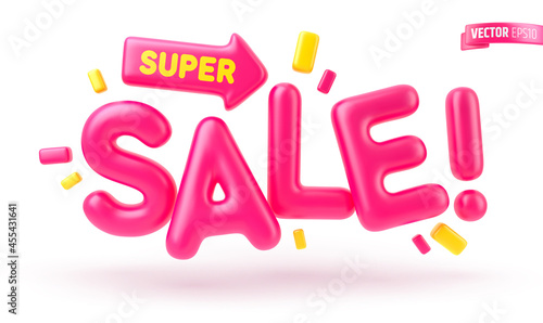 Texte "Super Sale !" vectoriel sur fond blanc
