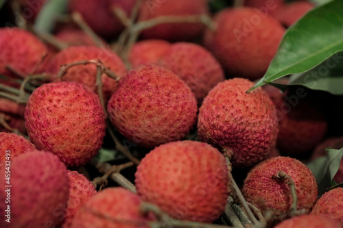 Closeup fresh Lychee fruit (Litchi chinensis Sonn), Thai fruit Linchee  background.