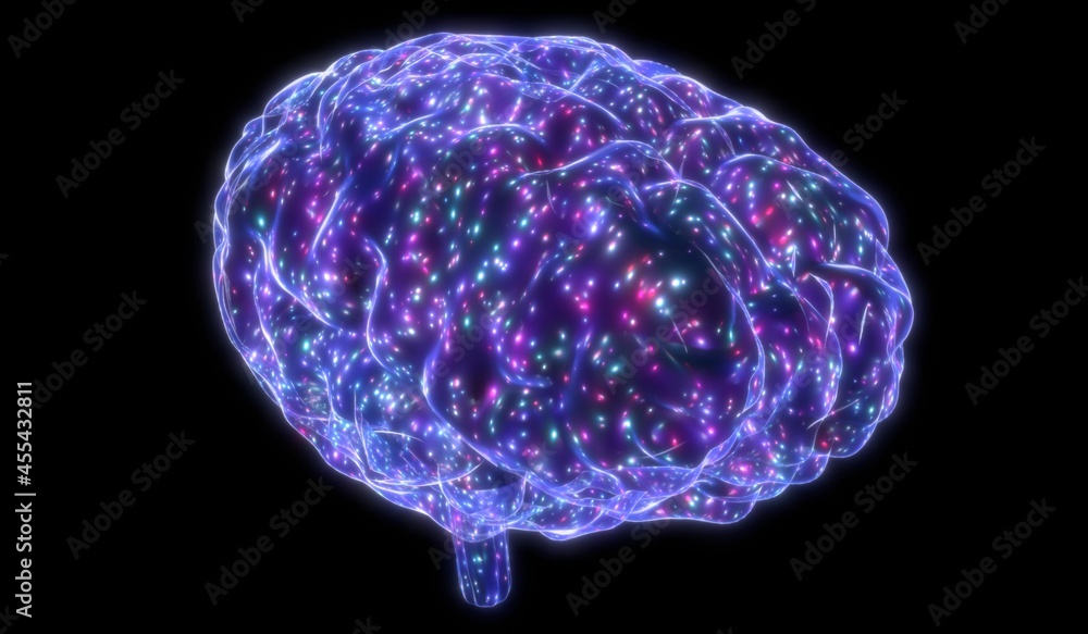Human brain isolated on black background - 3D illustration Human brain isolated on black background - 3D illustration